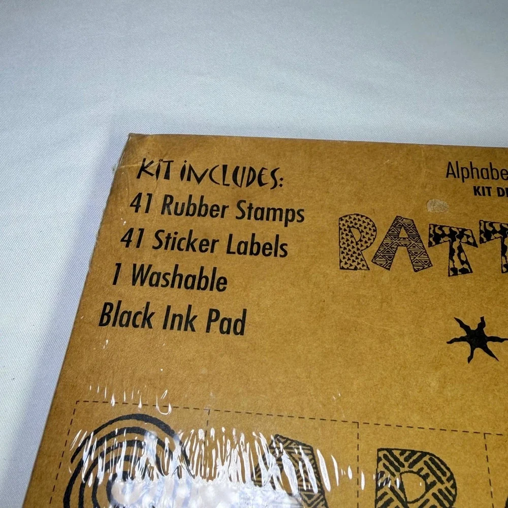Rubber Stampede Pattern Alphabet Rubber Stamp Kit 41pc Black Ink Pad 995.01 NEW